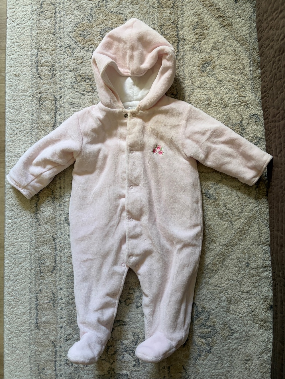 Kissy Kissy Pink Hooded Footie - 3-6M